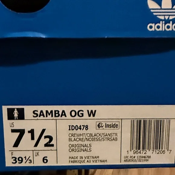 Adidas Samba Cream and Black Athletic Shoes - Picture 4 of 4